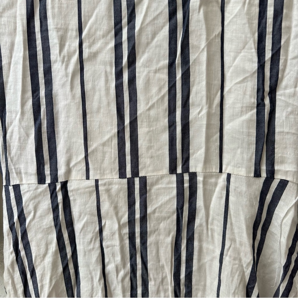 ZARA blue white striped linen blend shirt maxi dress womens XS missing belt ! - Picture 3 of 7